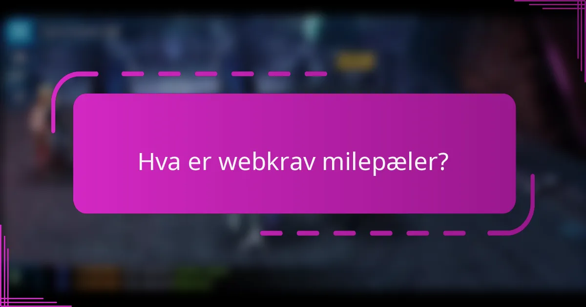 Hva er webkrav milepæler?