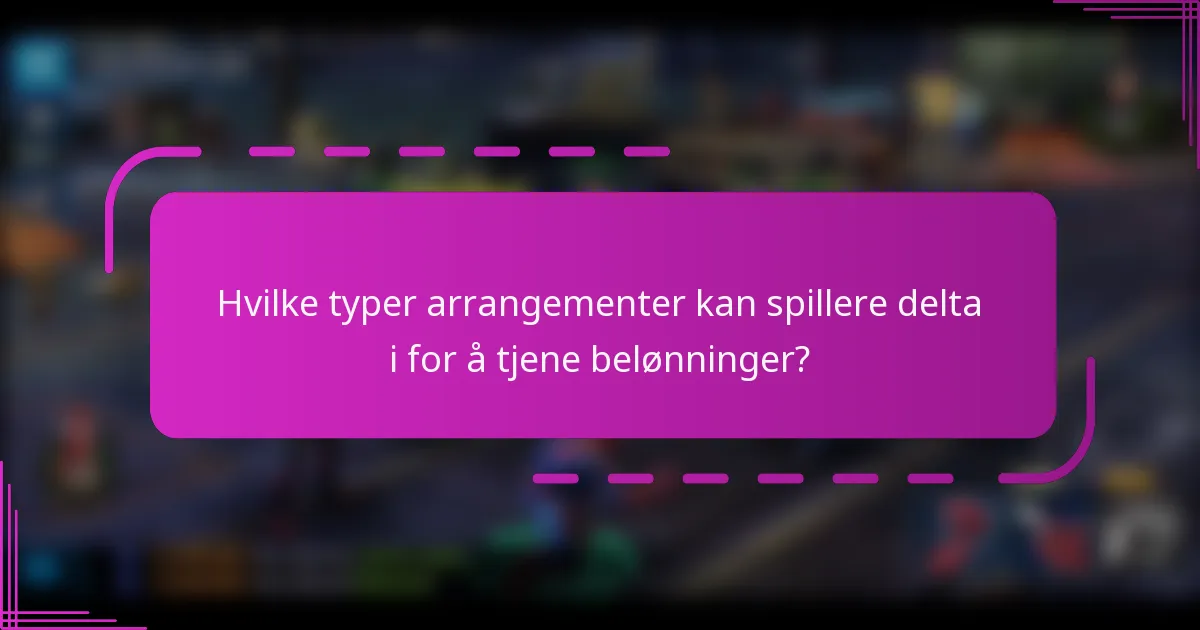 Hvilke typer arrangementer kan spillere delta i for å tjene belønninger?