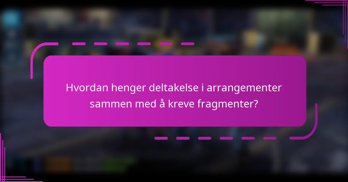 Hvordan henger deltakelse i arrangementer sammen med å kreve fragmenter?