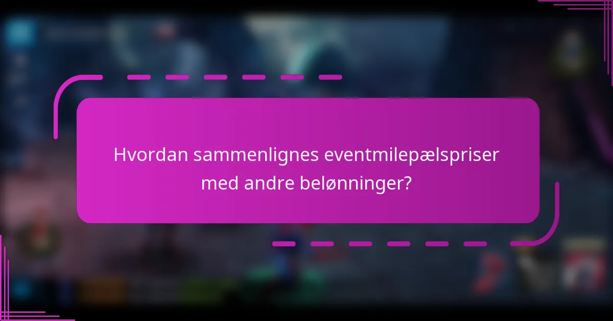 Hvordan sammenlignes eventmilepælspriser med andre belønninger?