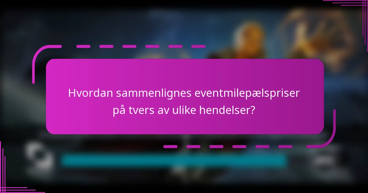 Hvordan sammenlignes eventmilepælspriser på tvers av ulike hendelser?